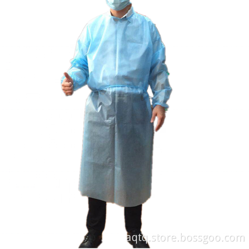 Disposable Blue 25gsm PP Waterproof Non-Woven Isolation Gown